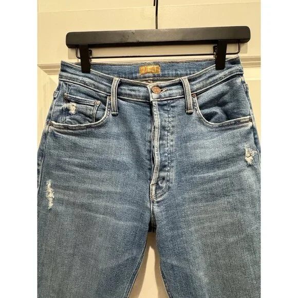 MOTHER The Tripper Ankle Fray Straight Leg Distressed Button Fly Sz 27 - Picture 7 of 12